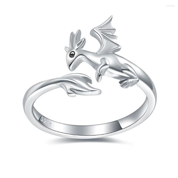 Cluster Ringe 925 Sterling Silber Tier Drache für Frauen offen verstellbar Wrap Daumen Dinosaurier Ring Schmuck Muttertagsgeschenke Mädchen