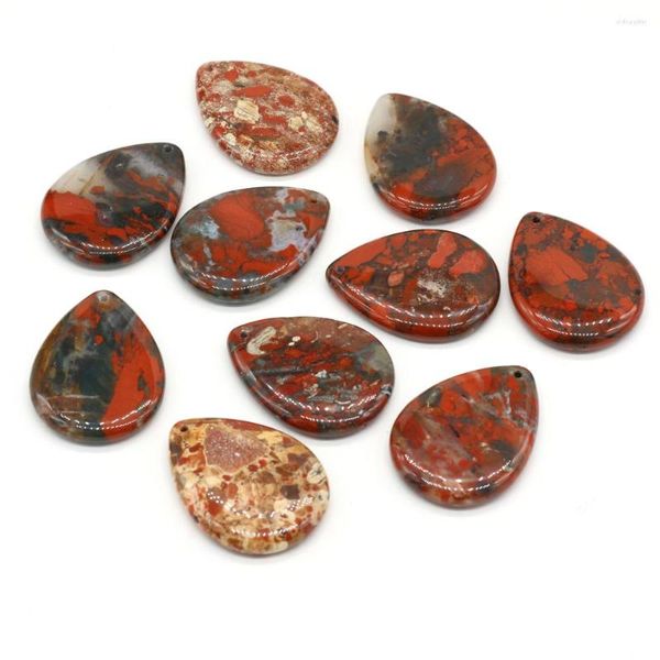 Colares com pingente Pedra semipreciosa natural em forma de gota Amuletos de pedra de sangue africana para fazer joias Colar brinco acessórios acessórios