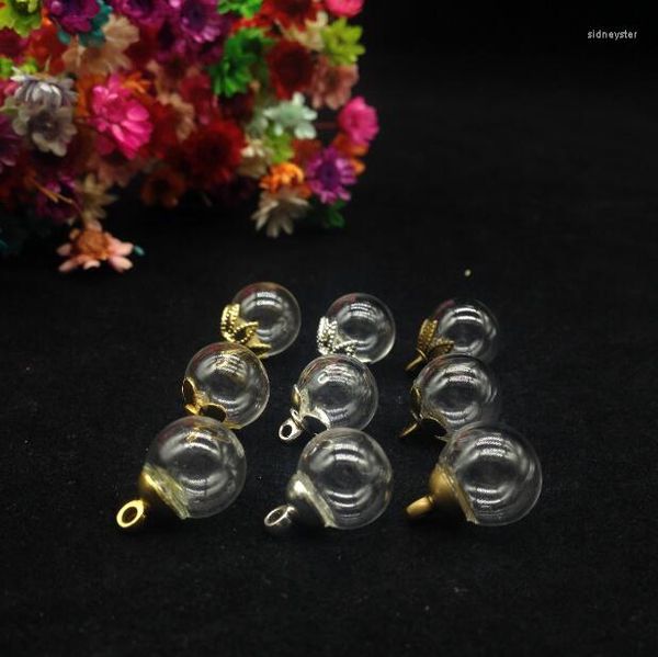 Anhänger Halsketten 5 satz/los 10mm Transparente Glaskugel Blase 6mm Kappe Set DIY Fläschchen Halskette Schmuck Flasche Dome Abdeckung Charms