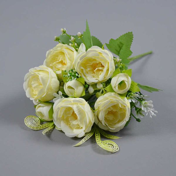 Getrocknete Blumen Günstige neue künstliche große Köpfe gefälschte Pflanze Blume Rose Pfingstrose Blumenstrauß Hochzeit Valentinstag Geschenk Tisch Zuhause Bett