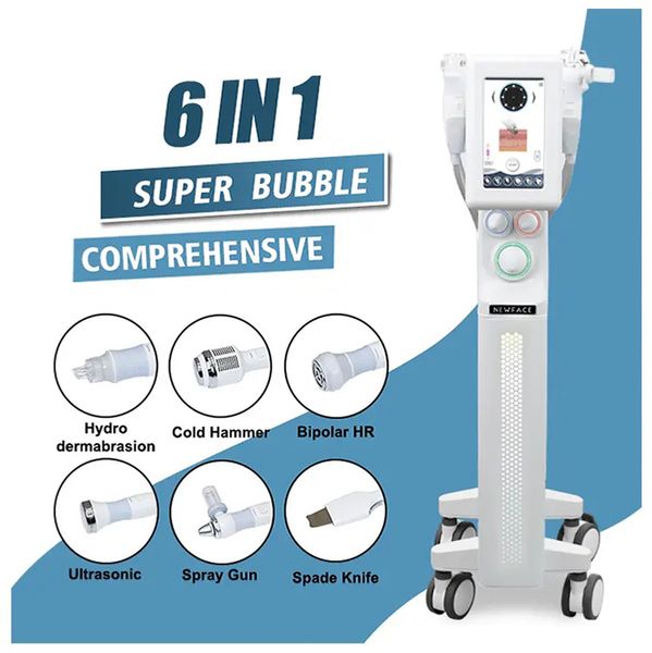 alta qualità 6 in 1 microdermoabrasione macchina per il viso hydra Oxygen Jet Cavitation Vacuum Massage Bipolar Rf Fast High Frequency per la pelle sensibile del viso