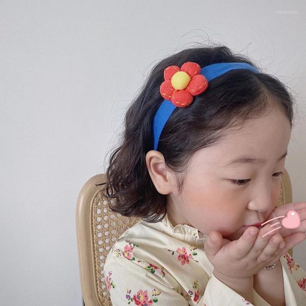 Acessórios para o cabelo Doce Tecido Flor da Coreia do Sul Headhoop Bebê Bonito Tiara Tridimensional Cabeça Fivela Menina