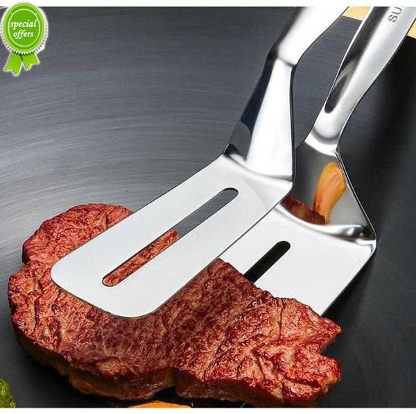 New Fried Steak Pala Pesce fritto Pala Morsetto BBQ Pane Utensile Barbecue Tong Cucina Pane Morsetto per carne Clip per bistecca in acciaio inossidabile