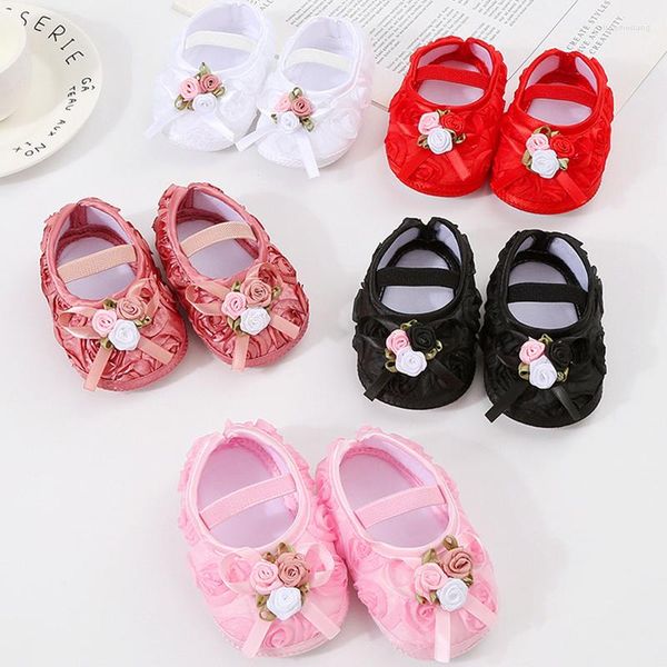 First Walkers 2023 Frühling Sommer Herbst Geborene Schuhe Weiche Sohle Blume Bogen Prinzessin Baby Wanderschuh Atmungsaktive Rutschfeste Mädchen Kleinkind