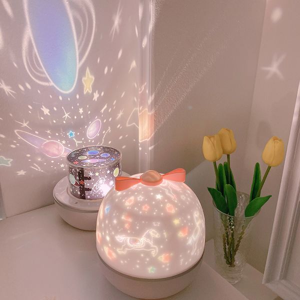 Oggetti decorativi Figurine Dream Galaxy Cielo stellato Proiettore Luce Controllo USB Lettore musicale LED Rainbow Night Lampada di proiezione romantica 230615