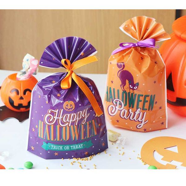 Novo 10 pçs sacos de doces de halloween bonito saco de presente truque ou deleite crianças presente abóbora morcego caixas de doces festa de halloween decoração suprimentos