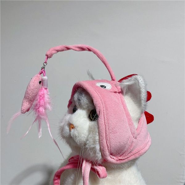 New Head with Feather Funny Cat Stick Giocattolo divertente Stick Grigio Rosa Giocattolo creativo per gatti