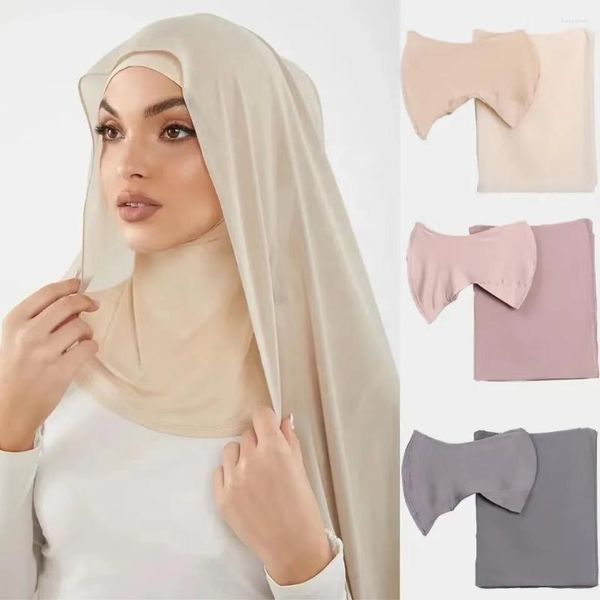 Vêtements ethniques Mousseline de soie instantanée Hijab Foulard musulman Bandeau intérieur Femmes Cap Bonnet Long Châle avec Jersey Underscarf Neck Cover Headwraps