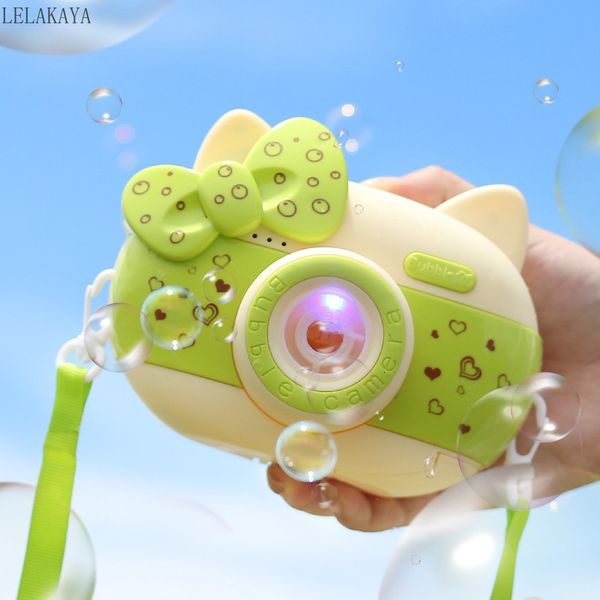 Giocattoli da bagno Cute Cat Camera Bubble Toy Automatic Electric Bubble Gun Stick Cartoon Animal Bubble Bubble Making Outdoor Toy for Children Bath 230615