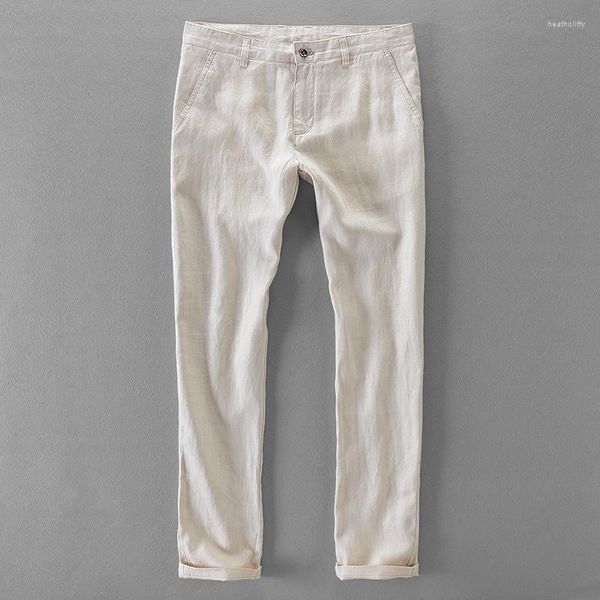 Erkek pantolon sıradan erkekler bahar yaz ince stil pamuk keten pantolonlar mans 2023 40 Boyut için düz gevşek iş moda