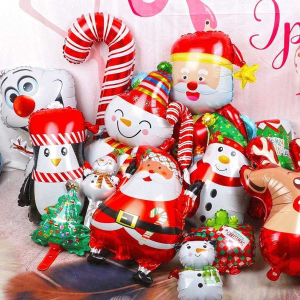 Novo Feliz Natal Papai Noel Boneco de Neve Navidad Elk Balões de Filme de Alumínio Feliz Natal Balões Casa Decoração de Festa de Aniversário