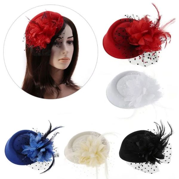 Clips Haarspangen Fascinator Hüte Stirnband Damen Feder Blume Bräute Accessoires Hochzeit