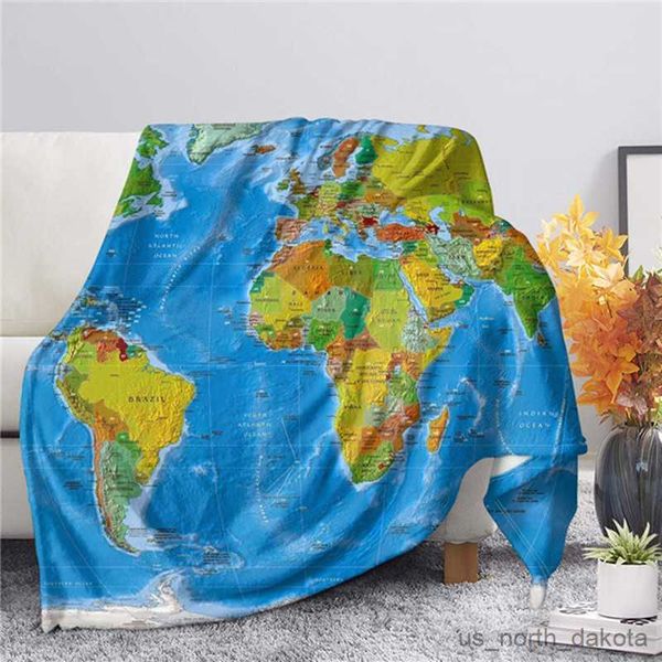 Cobertor com tema mapa-múndi cobertor para sofá decoração de quarto quente cobertor na cama macio para crianças presentes de viagem R230616