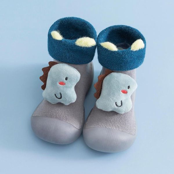 First Walkers Winter Warm Baby Shoes Girl Boy Sola de Borracha Antiderrapante Infantil Cartoon Animal Botinhas Born Knit Meia