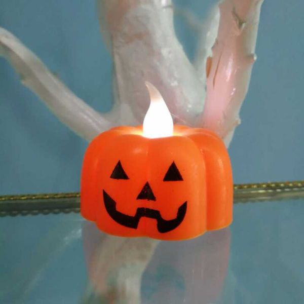Neues Halloween-Kerzenlicht, LED, bunter Kerzenständer, Tischdekoration, Kürbisskelett, niedliche Tischdekoration für Halloween-Party