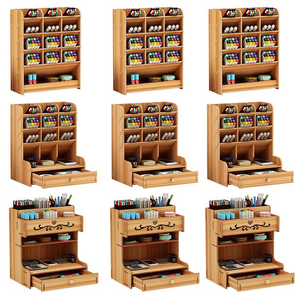 Aufbewahrungshalter, Gestelle, Stifthalter, Holz, für den Schreibtisch, Bleistift-Organizer, Büromaterial, Box, Schule, Schreibtisch, Ständer, Koffer, Make-up, Rangement, Heim-Organizer 230615