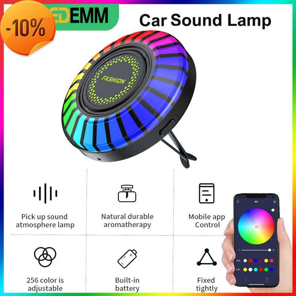 Новый приложение Kebidumm Control Car Music Rhythm Lamp 256 Color RGB светодиодная полоса Car Air Oirener Sound Control Voice Rhythm Atmosphere Light