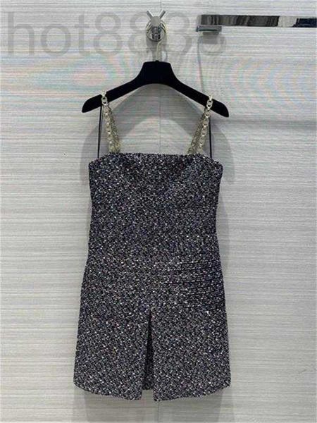 Urban Sexy Abiti Designer 2023 Estate per le donne Nuovo abito da sera Ladies Party Fashion Catena in metallo Slip Cccc Tweed Regalo per la festa della mamma CX0B