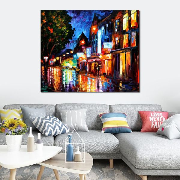 Modern Cityscapes Canvas Art Sleeping Amsterdam Dipinti ad olio realizzati a mano per la decorazione domestica contemporanea