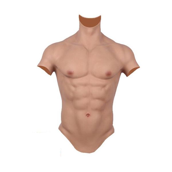 Fato de músculo de silicone realista de forma de peito masculino masculino peito falso barriga falsa simulação músculos cosplay traje crossdresser 230616