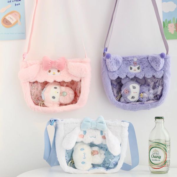 Großhandel Sommer süße durchscheinende Plüsch Puppe Tasche Mädchen weiche süße Cinnamoroll Umhängetasche Trend Geschenk