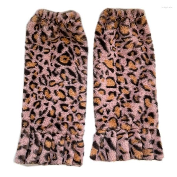 Damensocken, 1 Paar, Leopardenmuster, Plüsch, japanischer Stil, Mädchen, gekräuselt, Winter-Samt, Fußwärmer M6CD