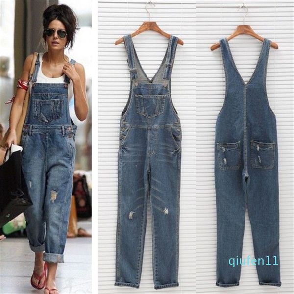 Großhandel Damen Baggy Denim Jeans in voller Länge Pinafore Latzhose Gesamtoverall