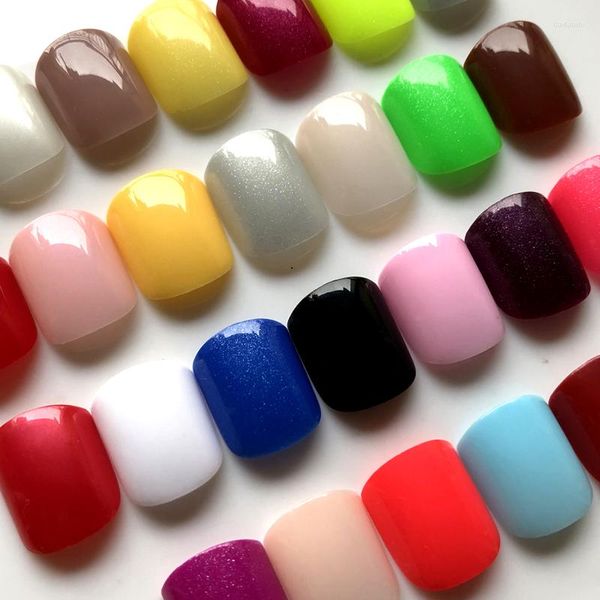 Falsche Nägel im Großhandel, 26 Farben, optional, Candy Press On Short Nail Art Dekoration, Tipps, Salonprodukte