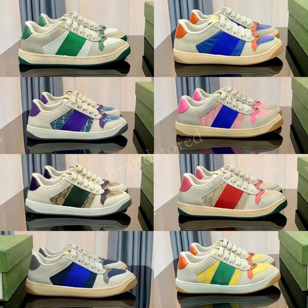 2023 Designer Screener Sneakers Männer Frauen Paar Trainer Italien Schmutzige Lederschuhe Beige Butter Luxus Gummisohle Hochwertige Trainer 35-44