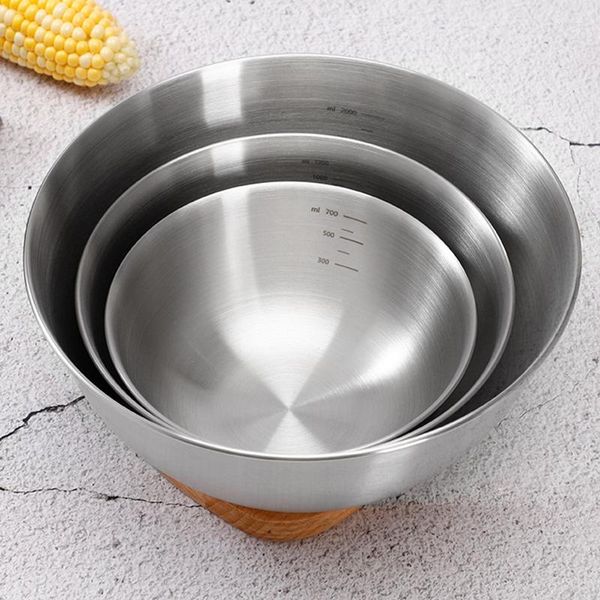 Cuencos de acero inoxidable 304, juego de ensaladas, almacenamiento anidado, recipiente para mezclar, recipiente de cocina, accesorio para hornear con báscula