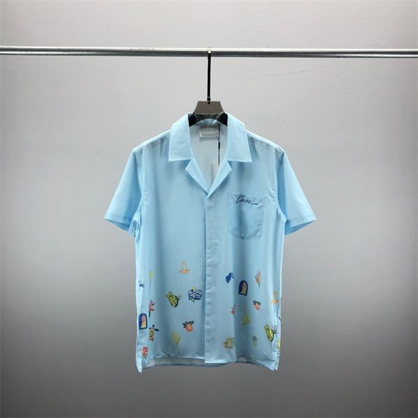 2 Lüks Tasarımcılar Gömlek Erkek Moda Kaplan Mektubu V İpek Bowling Gömlek Sıradan Gömlek Erkekler İnce Fit Kısa Kol Elbise Gömlek M-3XL#1020