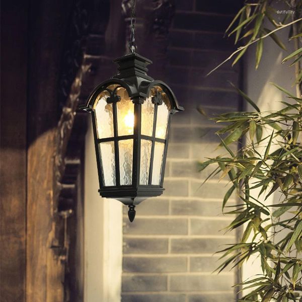 Подвесные лампы Американские наружные водонепроницаемые люстры европейские ретро -коридор проход балкон -сад