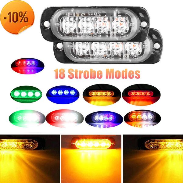 Nuovo 2pcs Car SUV Truck Luci a LED Lampade Ambra 4 LED 12V-24V Hazard Warning Flash Strobe Light Car Attenzione Strobe Flash Light