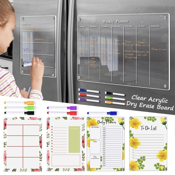 Магниты холодильника четкий акриловый магнитный календарь Планировщик ежедневного еженедельного ежемесячного расписания Холодильник Магнит для домашней школы 230615