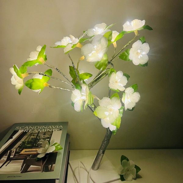 luzes led cerejeira quarto romântico luzes decorativas ambiente de bétula prata simulação de cabeceira flor rosa luzes luzes da árvore