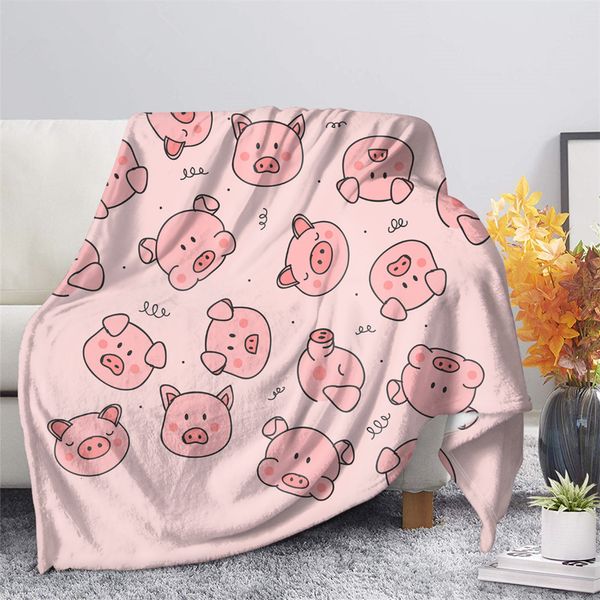Одеяла милый свинья розовый флисовый одеяло теплый бросок спальни на диван -диван