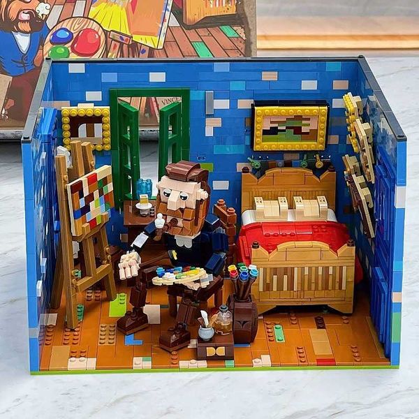 Blöcke van Gogh Beethoven Life Serie Mini kleine Partikelbaugruppe Block Puzzle Mädchen Spielzeug Boy Geburtstagsgeschenk T230616