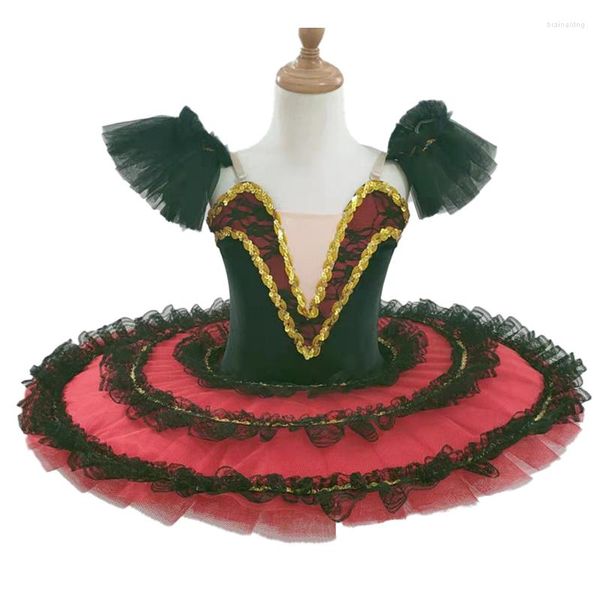 Abbigliamento da palcoscenico Don Chisciotte Ballerino di danza classica Gonna tutu professionale per donna adulta Nero Rosso Tang Kiru De Costume.