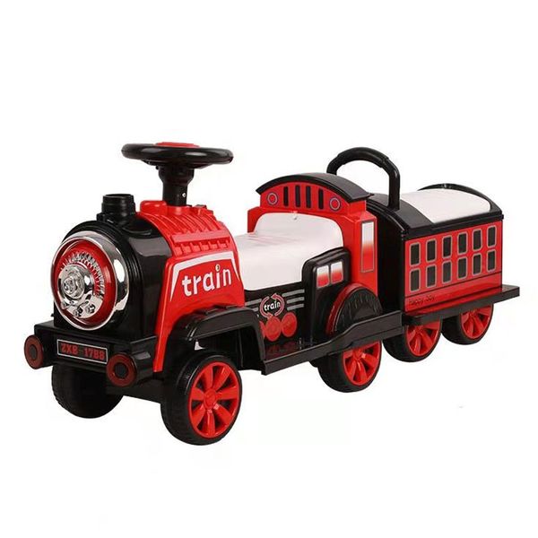 HY Kinder-Elektroauto, 12 V, Akku, Dual-Antrieb, Babyauto, Fahrt auf Kinder, abnehmbarer Zug, RC-Spielzeug für Jungen von 1–6 Jahren