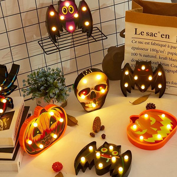 Neue Halloween Lampe Kunststoff Kürbis Fledermaus Geist Nachtlicht Halloween Lampe für Home Bar Esszimmer Dekoration