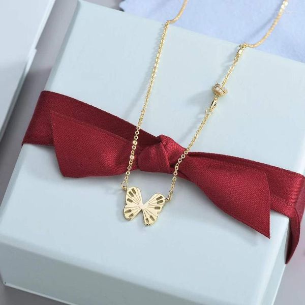 Catene Classic Vintage Wind Piano Butterfly Clavicola Collana a catena Estetica Semplice Hollow Piccolo ciondolo Gioielli in argento sterling 925