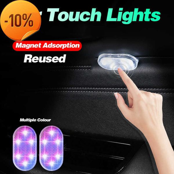 Nuovo 1pc Car LED Touch Lights Luce interna senza fili Lampade da lettura a soffitto per tetto automatico per luce di stoccaggio del bagagliaio del piede della porta