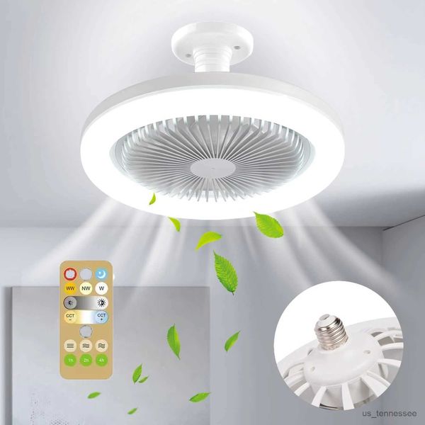 Ventiladores Elétricos 30W Teto com Iluminação Base Conversora de Lâmpada com Controle Remoto para Quarto Residência R230616