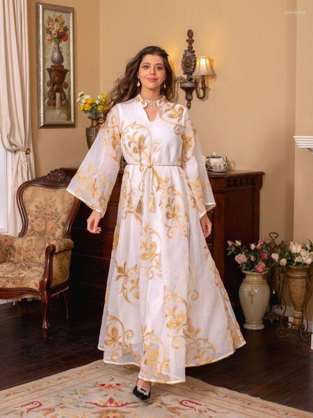 Abbigliamento etnico Ramadan Abaya Abiti per le donne Robe Femme Musulmane Ricamo africano Arabo Abito musulmano Caftano Abiti 2023