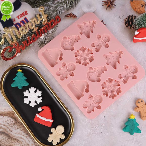 Novos moldes de silicone de natal boneco de neve moldes de bolo de chocolate faça você mesmo molde de pingente de árvore de natal para decoração de festa em casa ferramentas de cozimento