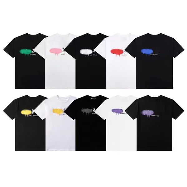 Summer Designer Luxos tendências marca Palm T-shirts masculinas Angels Citys Letra Estampada Loose Tee Tops Man Casual Street Shirt T-shirt de algodão pulverizado Venda de alta qualidade