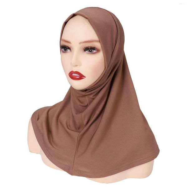 Roupas étnicas muçulmanas femininas sólidas hijab boné envoltório para a cabeça turbante longo xale cachecol sob o boné capa para a cabeça