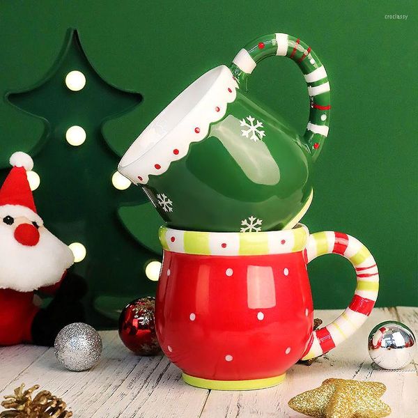 Mokken Kerstmok Handgeschilderde Koffiekop Leuke Cartoon Keramiek Water Kerstman Gift Boom Sneeuwpop Kawaii