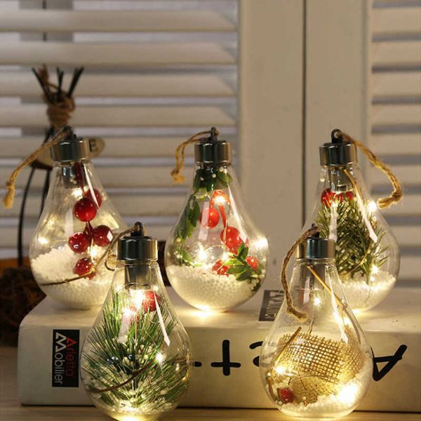 New Christmas Tree Decor Fairy Lights Trasparente LED Luminoso Night Light Ball Hanging Pendant Home Capodanno Decorazioni natalizie