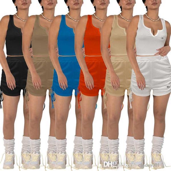 Женские спортивные костюмы дизайнер летняя вышивка n ** k Super Elastic Tight Pit Stripe Shorts наряды с двумя частями